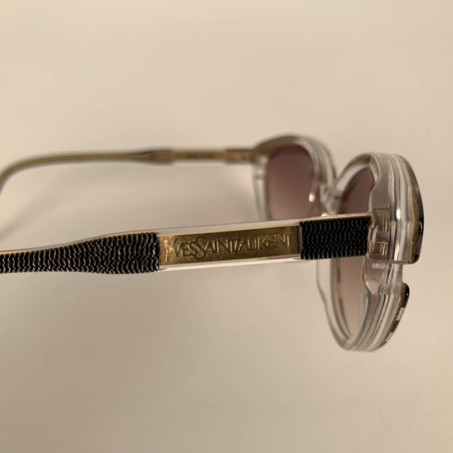 Women's Yves Saint Laurent Vintage Sunglasses 8316 P 42 Striped Gold Glitter