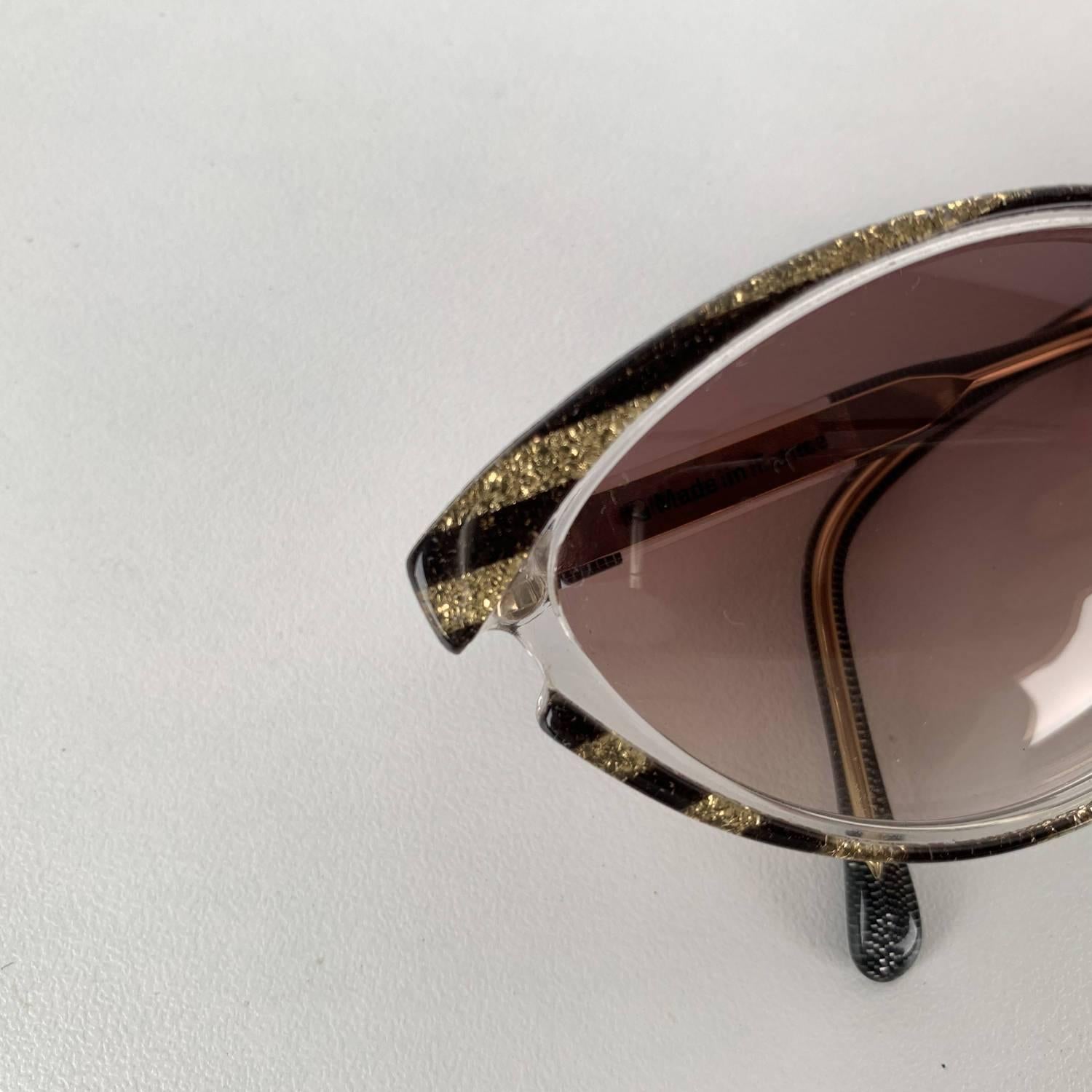 Yves Saint Laurent Vintage Sunglasses 8316 P 42 Striped Gold Glitter 1