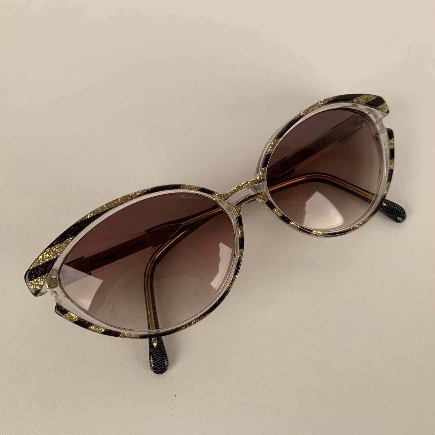 Yves Saint Laurent Vintage Sunglasses 8316 P 42 Striped Gold Glitter 2