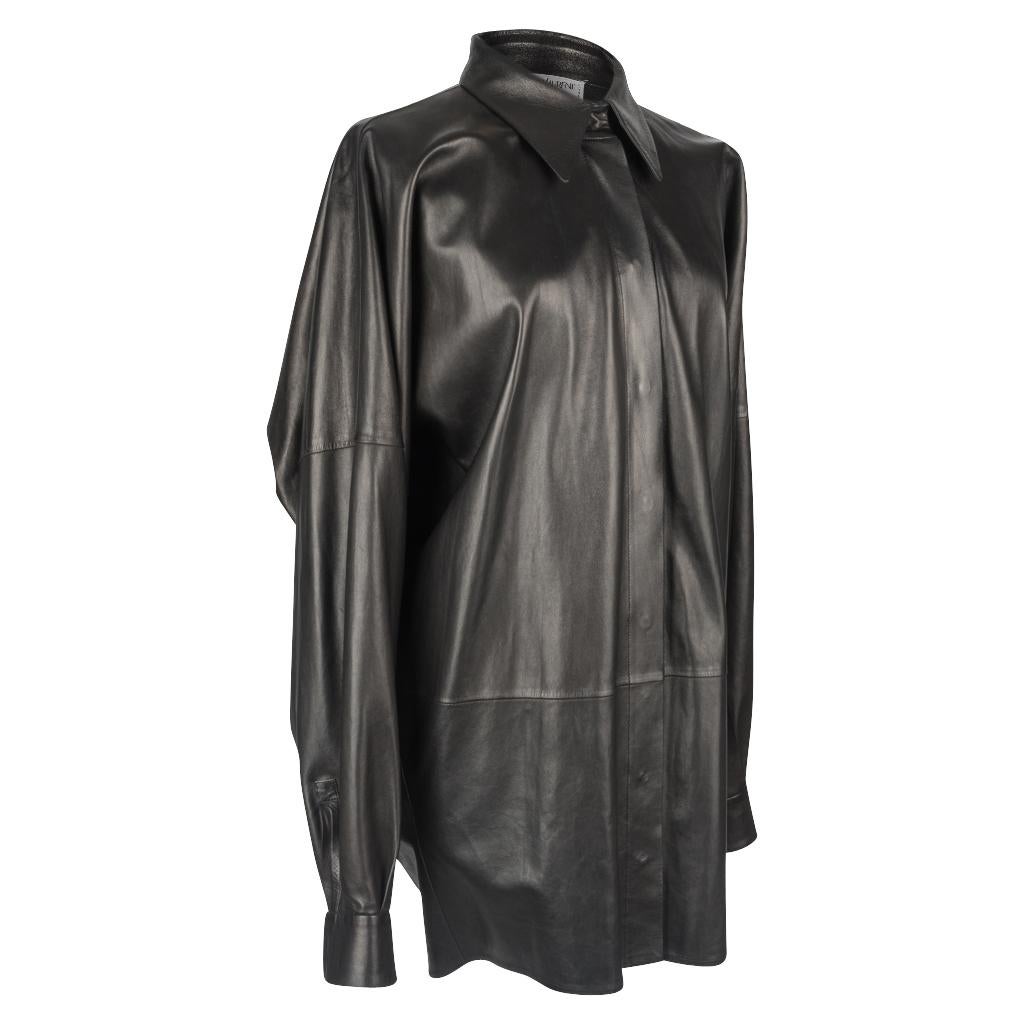 Women's Yves Saint Laurent Vintage Supple Leather Long Shirt Superb Draping 44 / 10