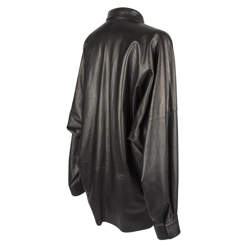 Yves Saint Laurent Vintage Supple Leather Long Shirt Superb Draping 44 / 10 1