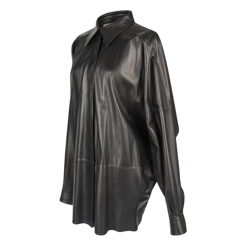 Yves Saint Laurent Vintage Supple Leather Long Shirt Superb Draping 44 / 10 2