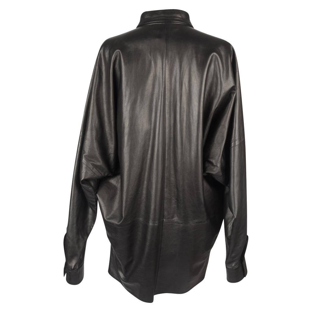 Yves Saint Laurent Vintage Supple Leather Long Shirt Superb Draping 44 / 10 5