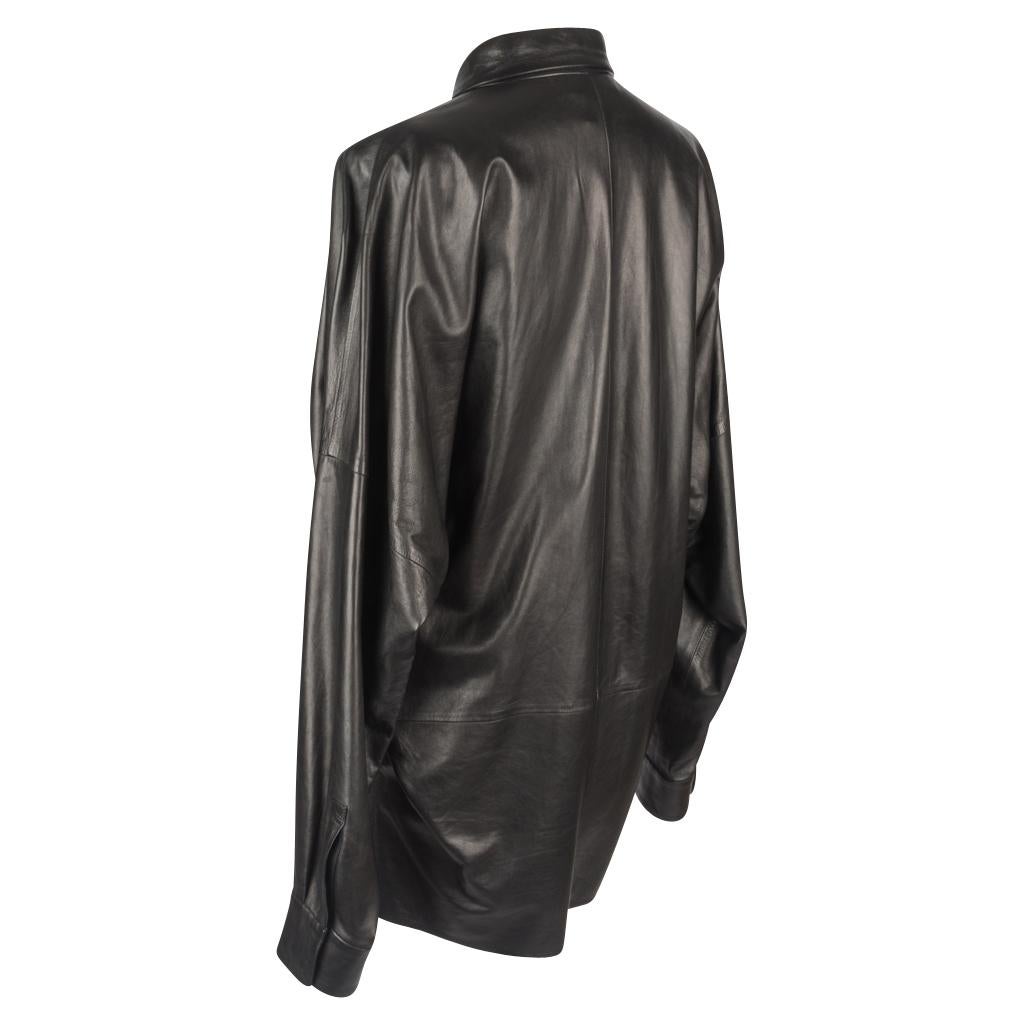 Yves Saint Laurent Vintage Supple Leather Long Shirt Superb Draping 44 / 10 6
