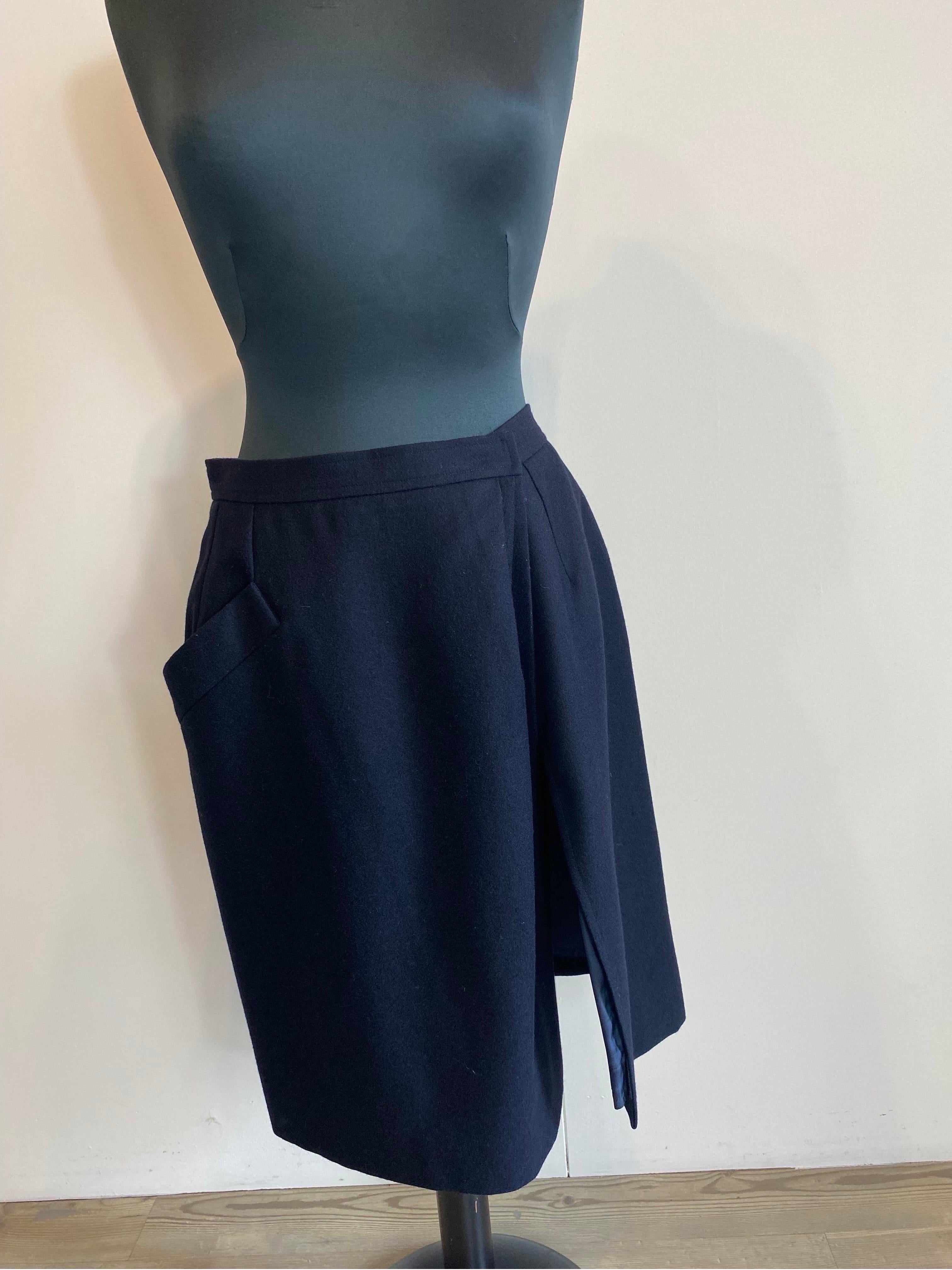 Yves Saint Laurent vintage tailleur suite set with skirt blue night For Sale 1