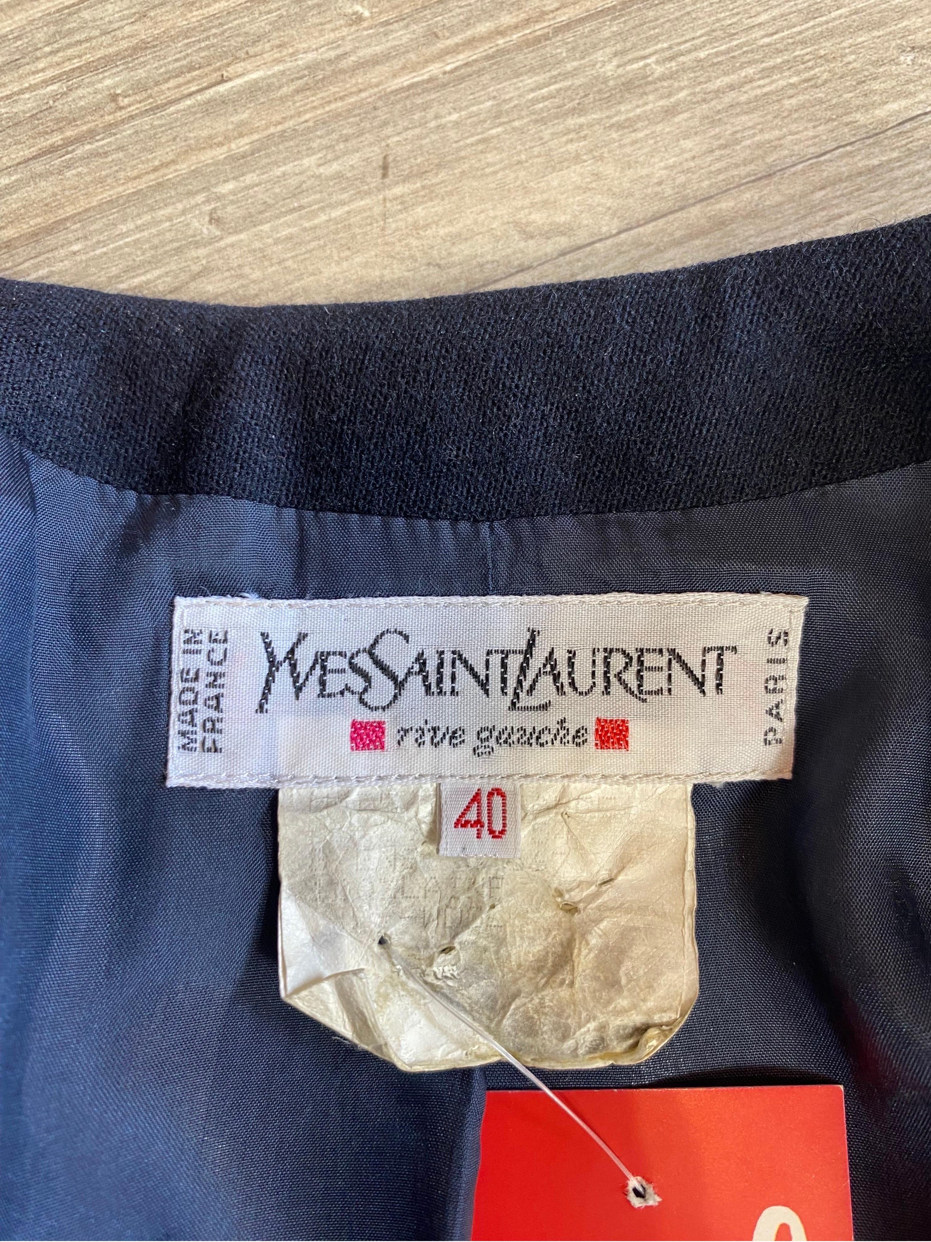Yves Saint Laurent vintage tailleur suite set with skirt blue night For Sale 2