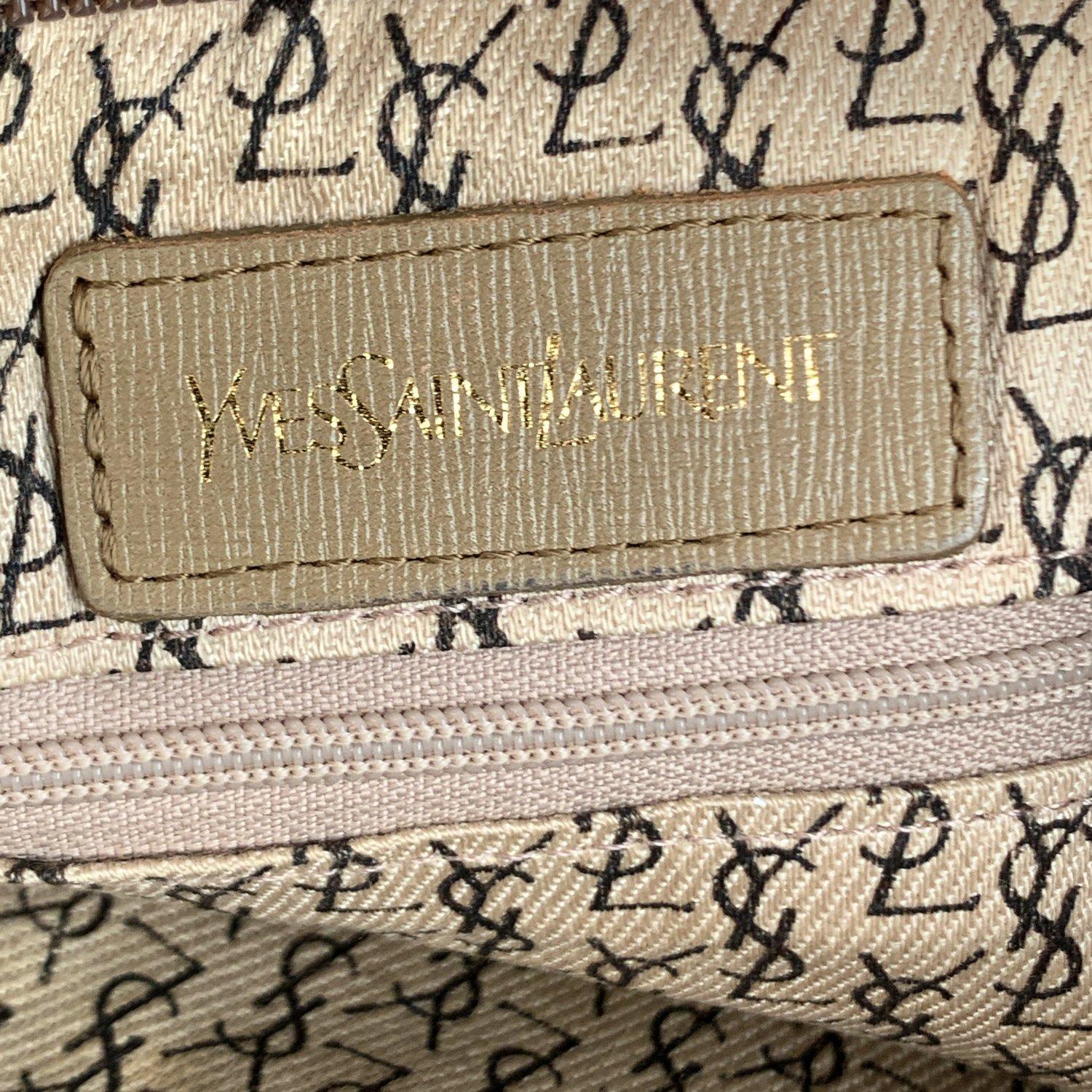 Yves Saint Laurent Vintage Tan Spotted Canvas Cosmetic Bag 5