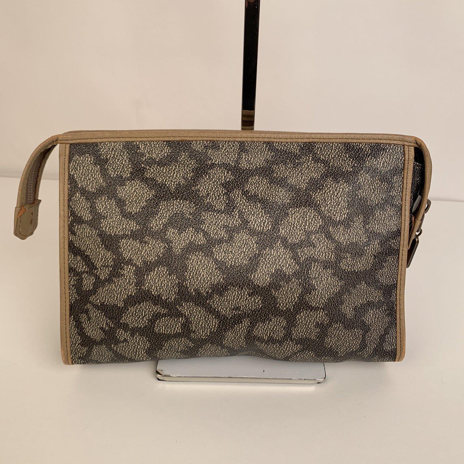 Women's or Men's Yves Saint Laurent Vintage Tan Spotted Canvas Cosmetic Bag