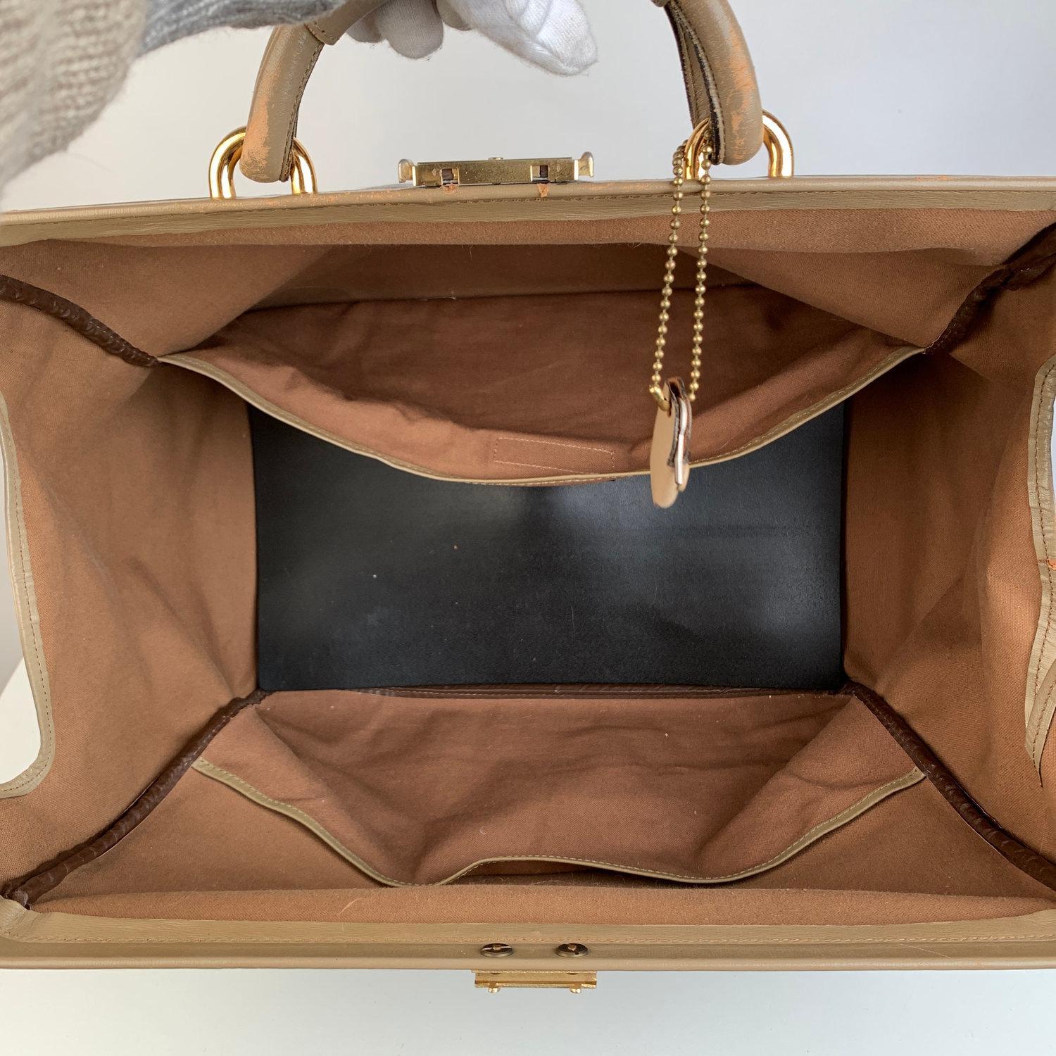Yves Saint Laurent Vintage Tan Spotted Canvas Weekender Travel Bag 2