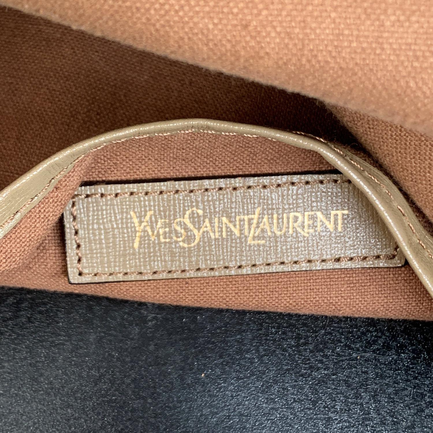 Yves Saint Laurent Vintage Tan Spotted Canvas Weekender Travel Bag 3
