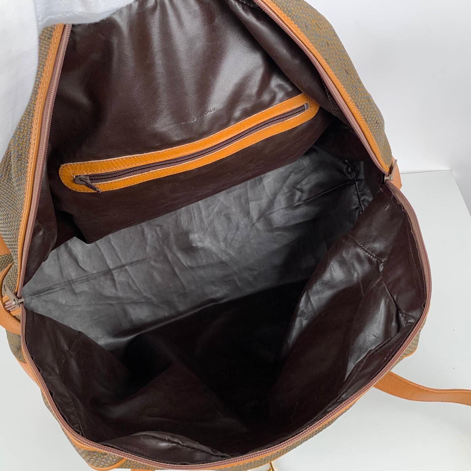 Yves Saint Laurent Vintage Tan Textured Canvas Travel Bag 5