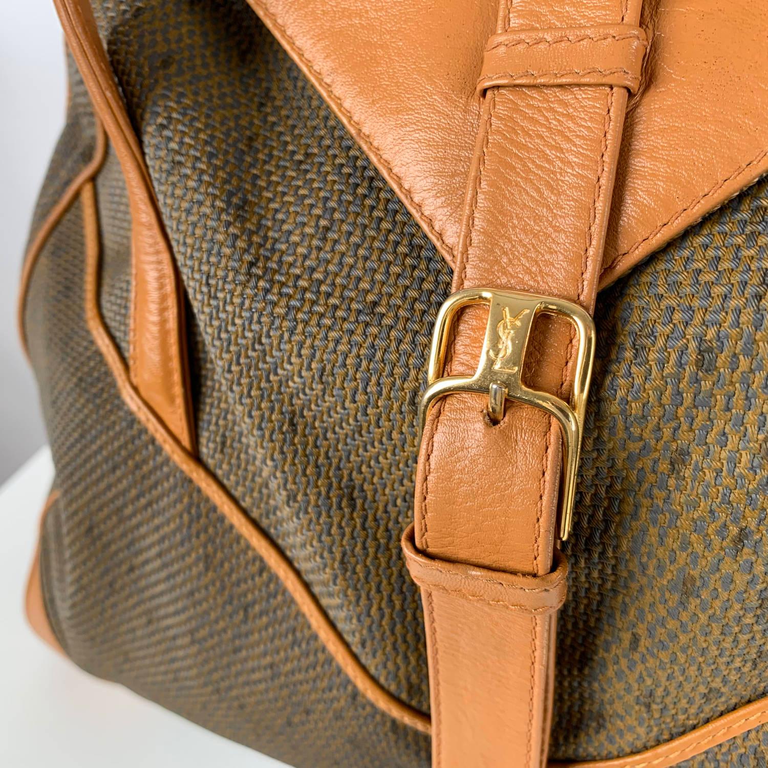 Women's or Men's Yves Saint Laurent Vintage Tan Textured Canvas Travel Bag
