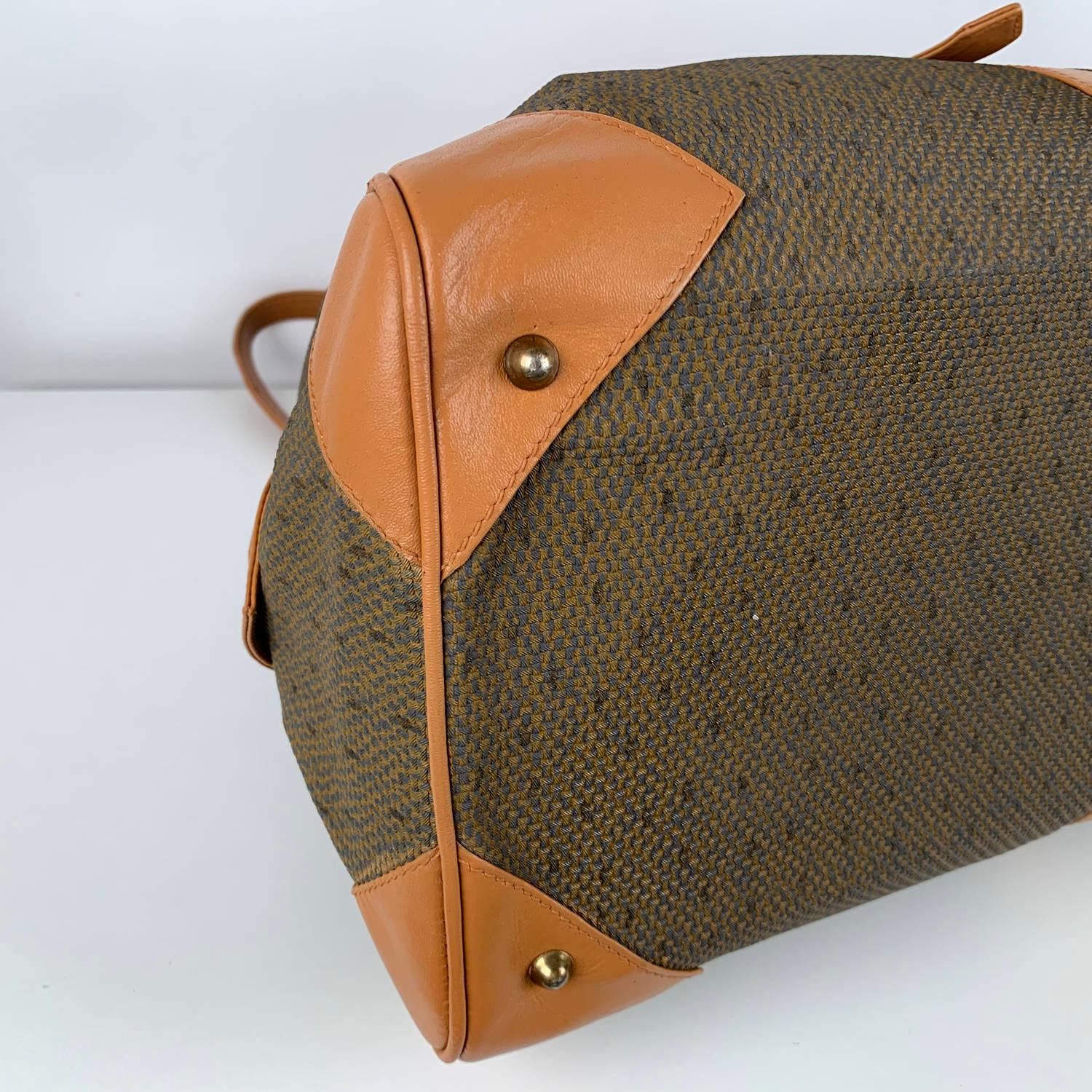 Yves Saint Laurent Vintage Tan Textured Canvas Travel Bag 3
