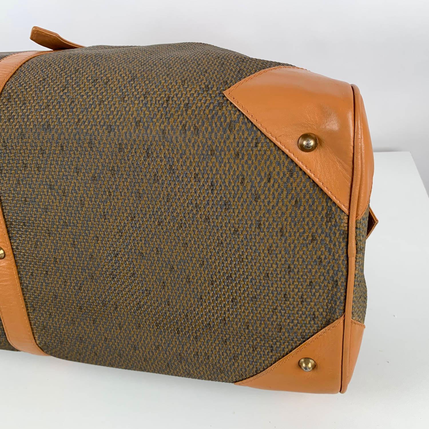 Yves Saint Laurent Vintage Tan Textured Canvas Travel Bag 4