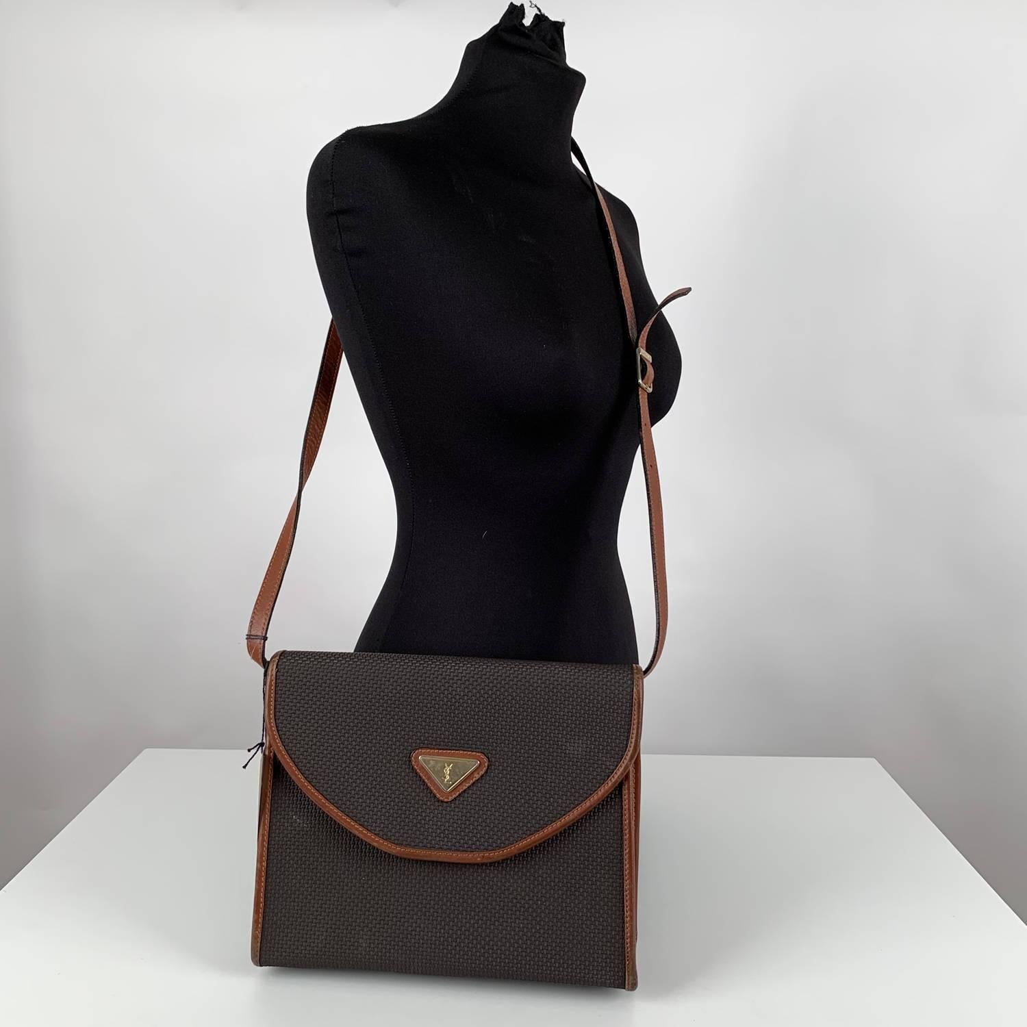Black Yves Saint Laurent Vintage Textured Crossbody Bag