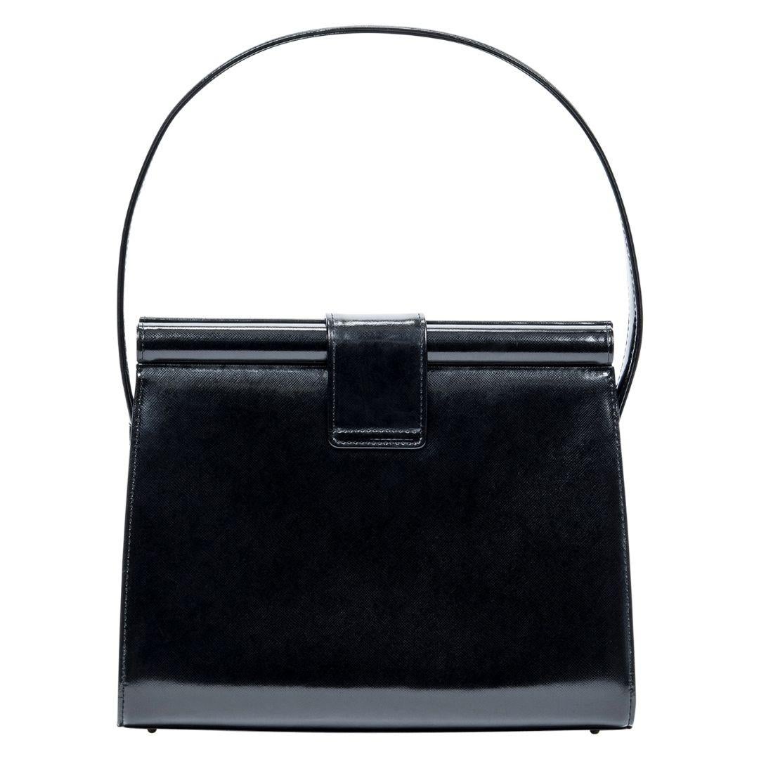 Black Yves Saint Laurent Vintage Top Handle Frame Bag