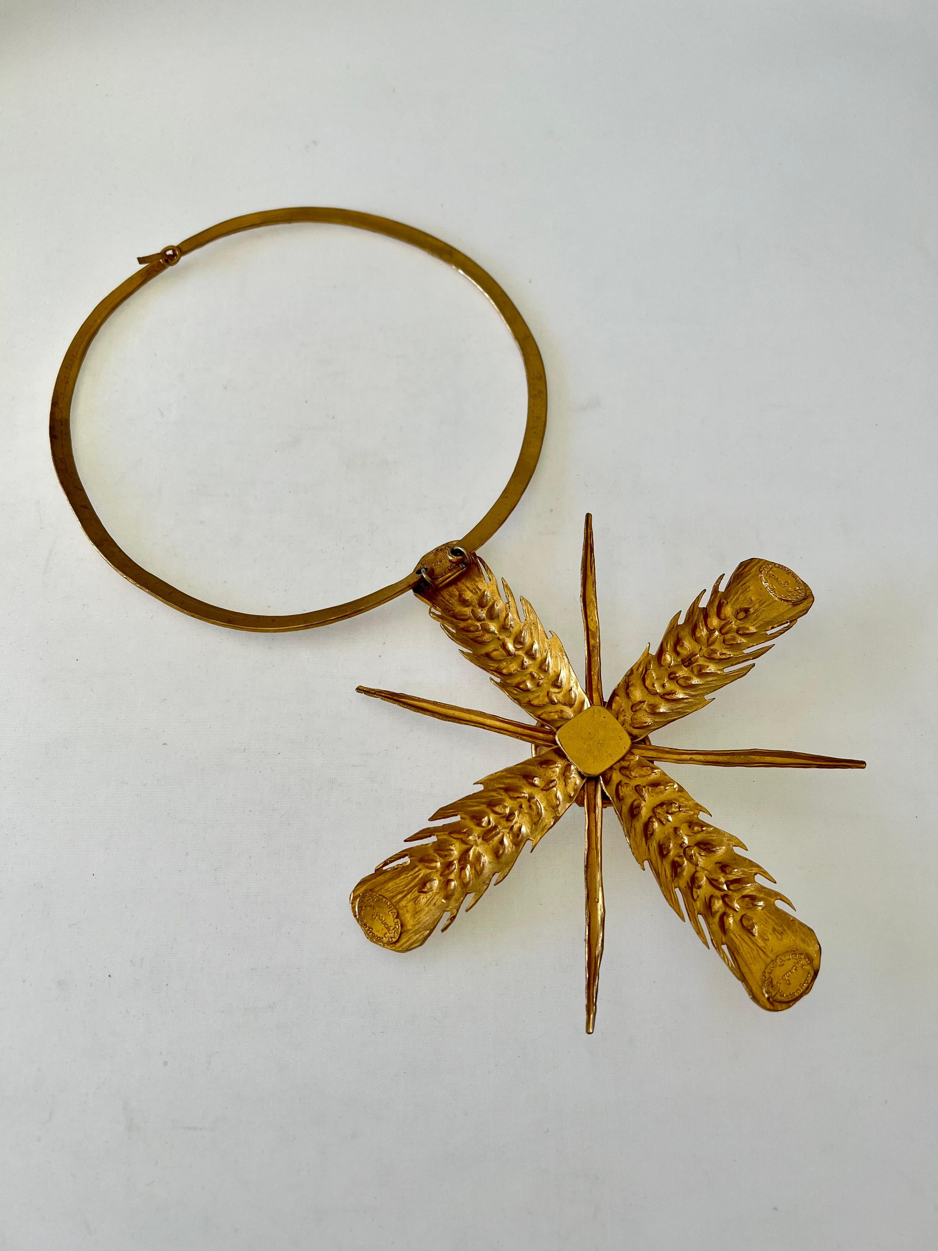 Yves Saint Laurent Vintage Wheat Cross Diamante Pendant Necklace  2