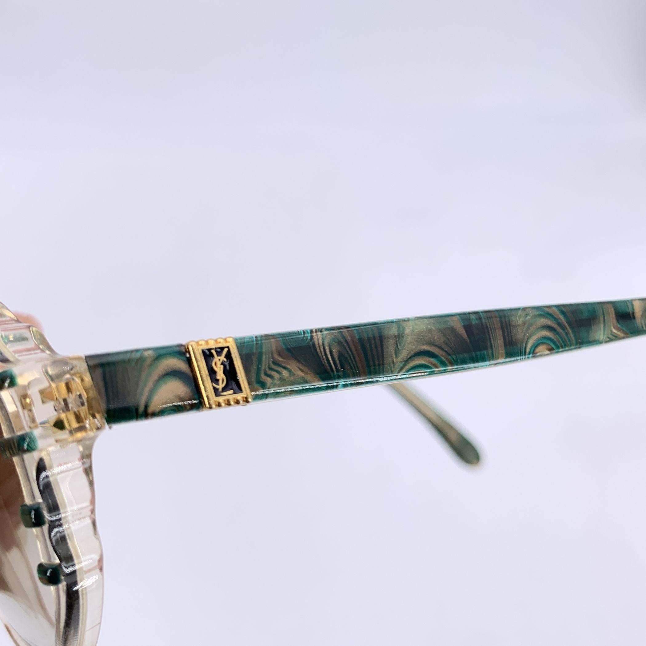 Yves Saint Laurent Vintage White and Green Sunglasses GALATEE 55/14 en venta 1