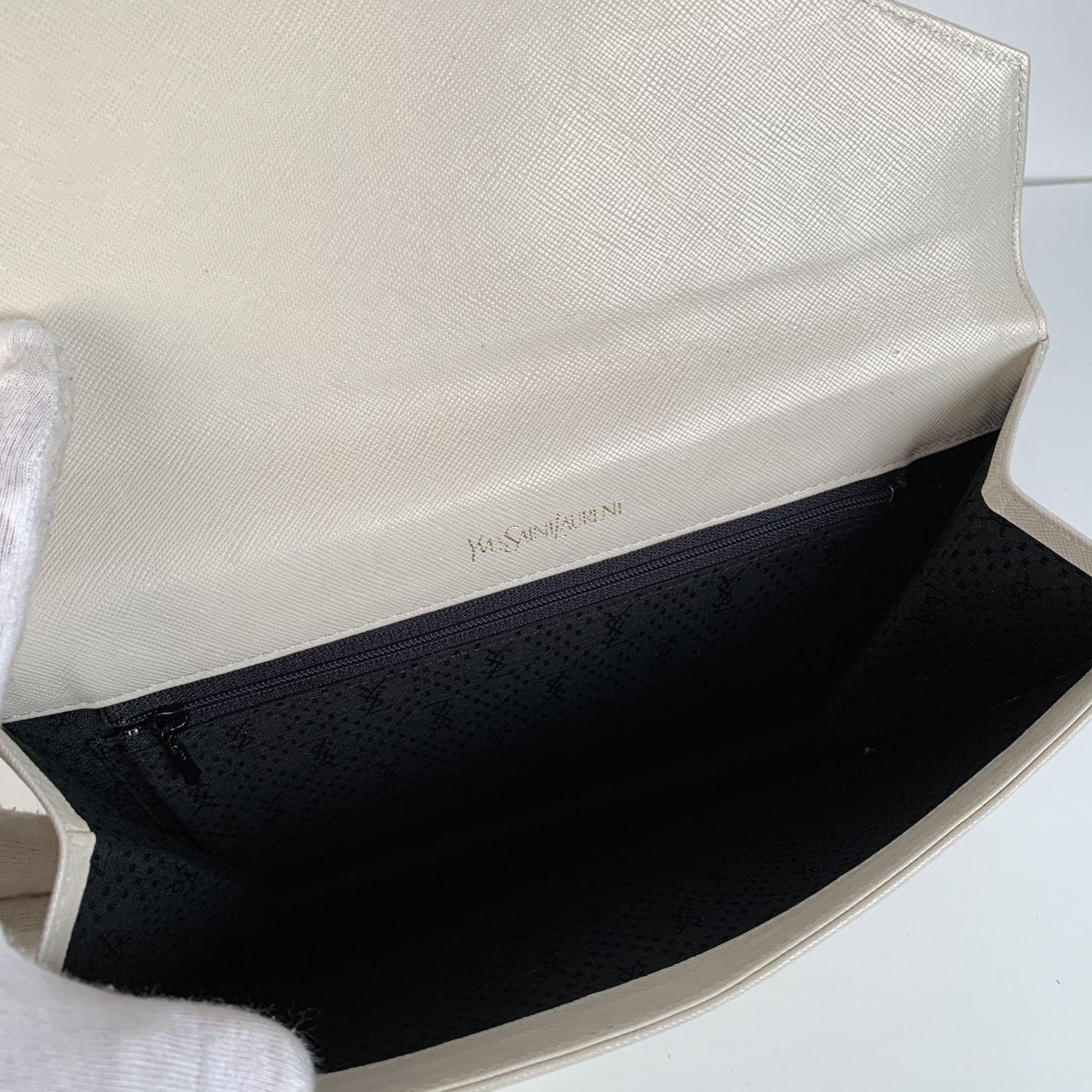 Yves Saint Laurent Vintage White Leather Clutch Bag 1