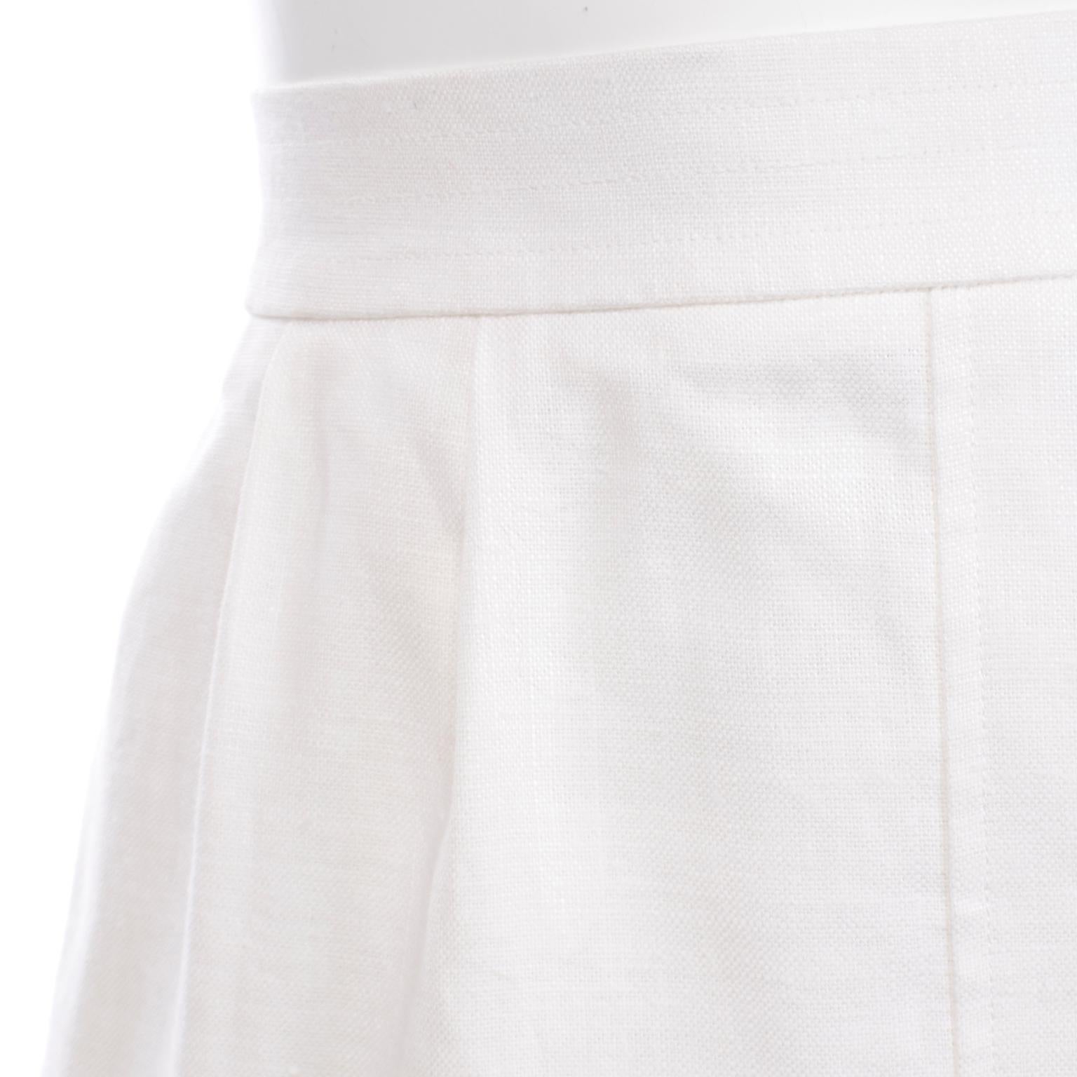 Yves Saint Laurent Vintage White Linen Pencil Skirt 1