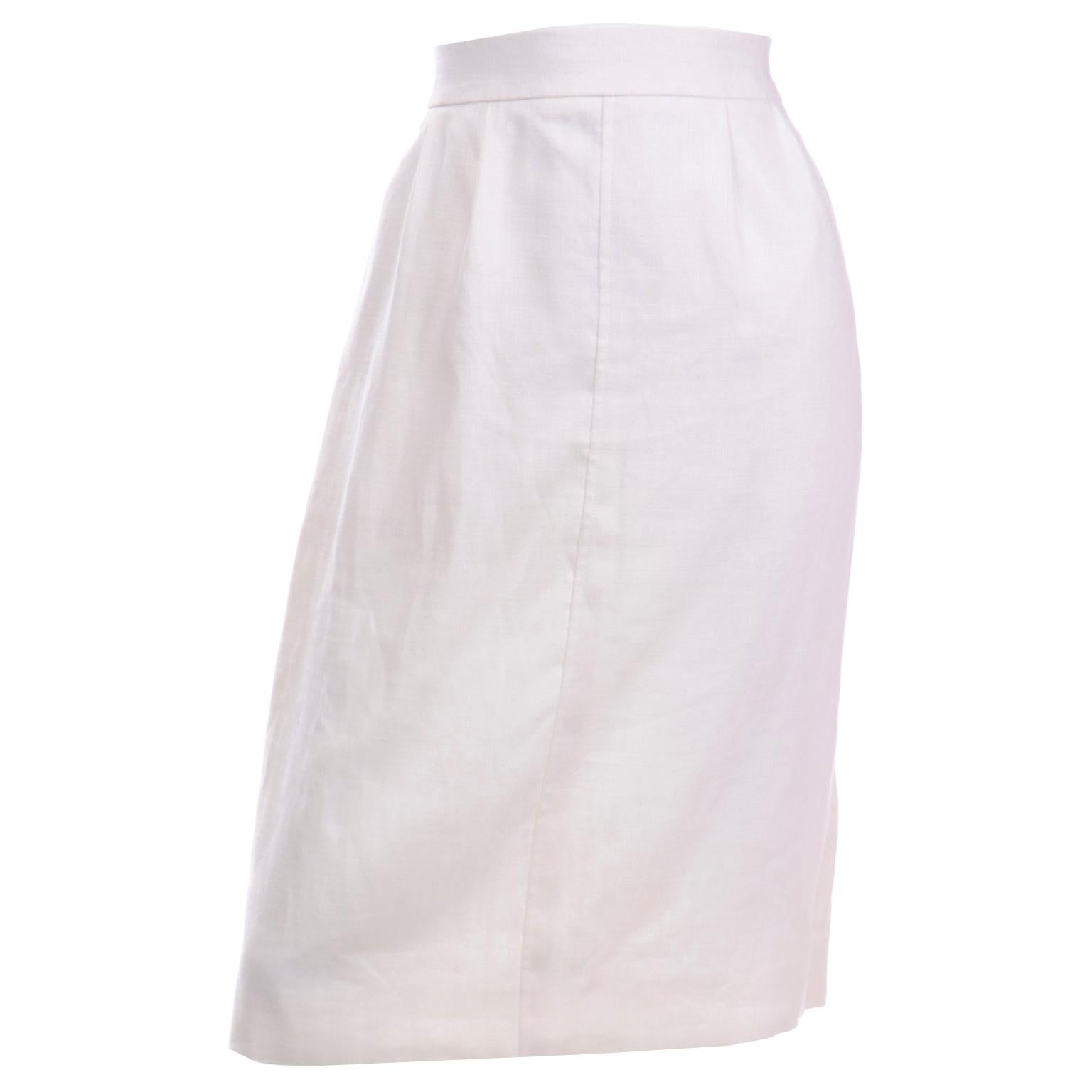 Yves Saint Laurent Vintage White Linen Pencil Skirt
