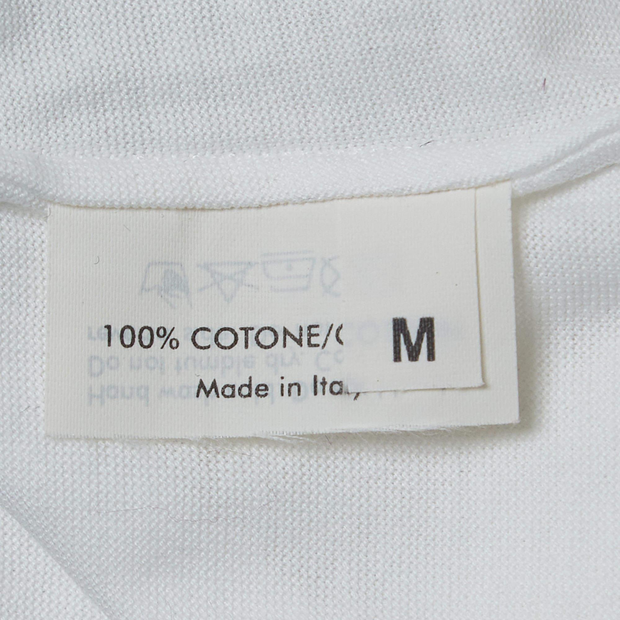Women's Yves Saint Laurent Vintage White Print Cotton Tank Top M