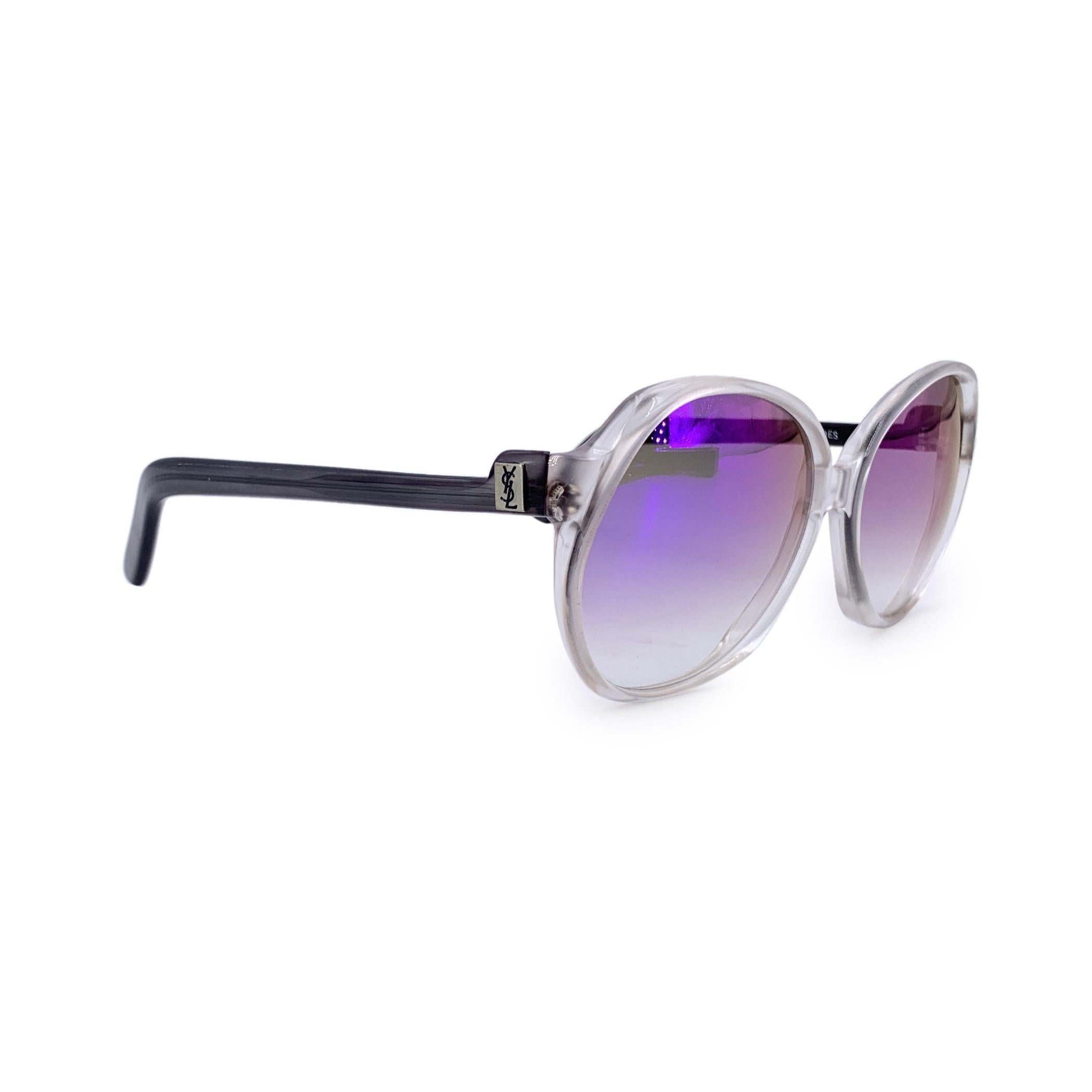 Yves Saint Laurent Vintage Weiß Runde Sonnenbrille in Übergröße Mod. ALOES (Grau) im Angebot