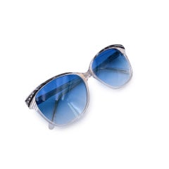 Yves Saint Laurent Vintage White Sunglasses with Blue Lens 58/14
