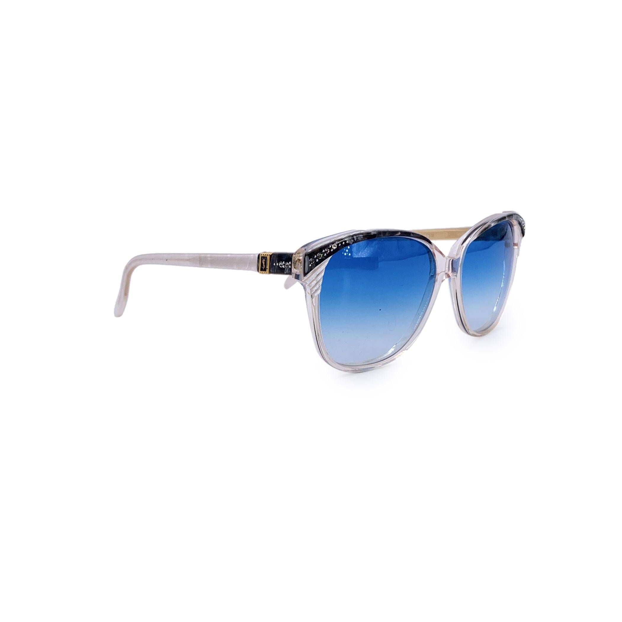 Blu Occhiali da sole Yves Saint Laurent vintage bianchi con lenti blu 58/14 in vendita