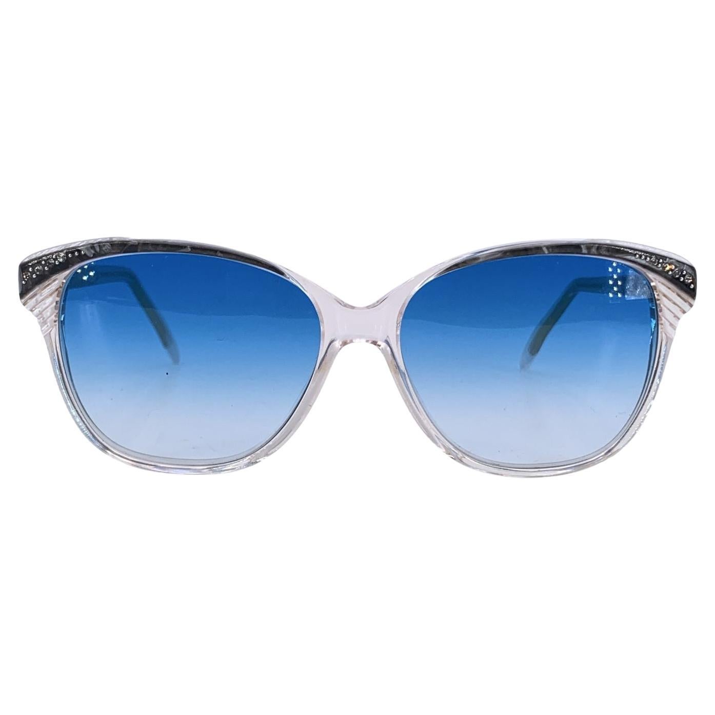 Yves Saint Laurent Vintage White Sunglasses with Blue Lens 58/14