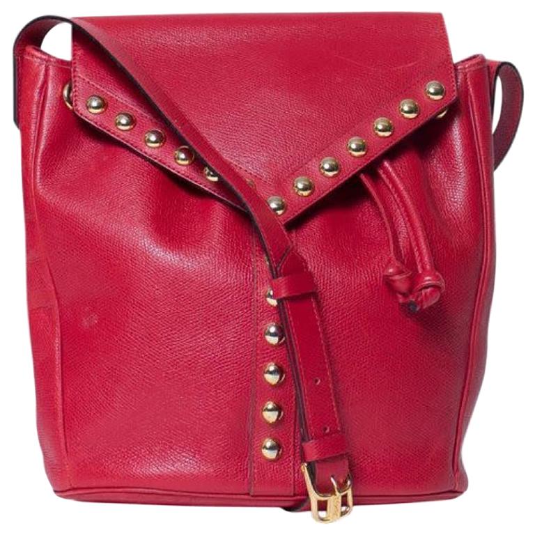 Yves Saint Laurent Vintage Y Studs Bucket Flap Bag - Red
