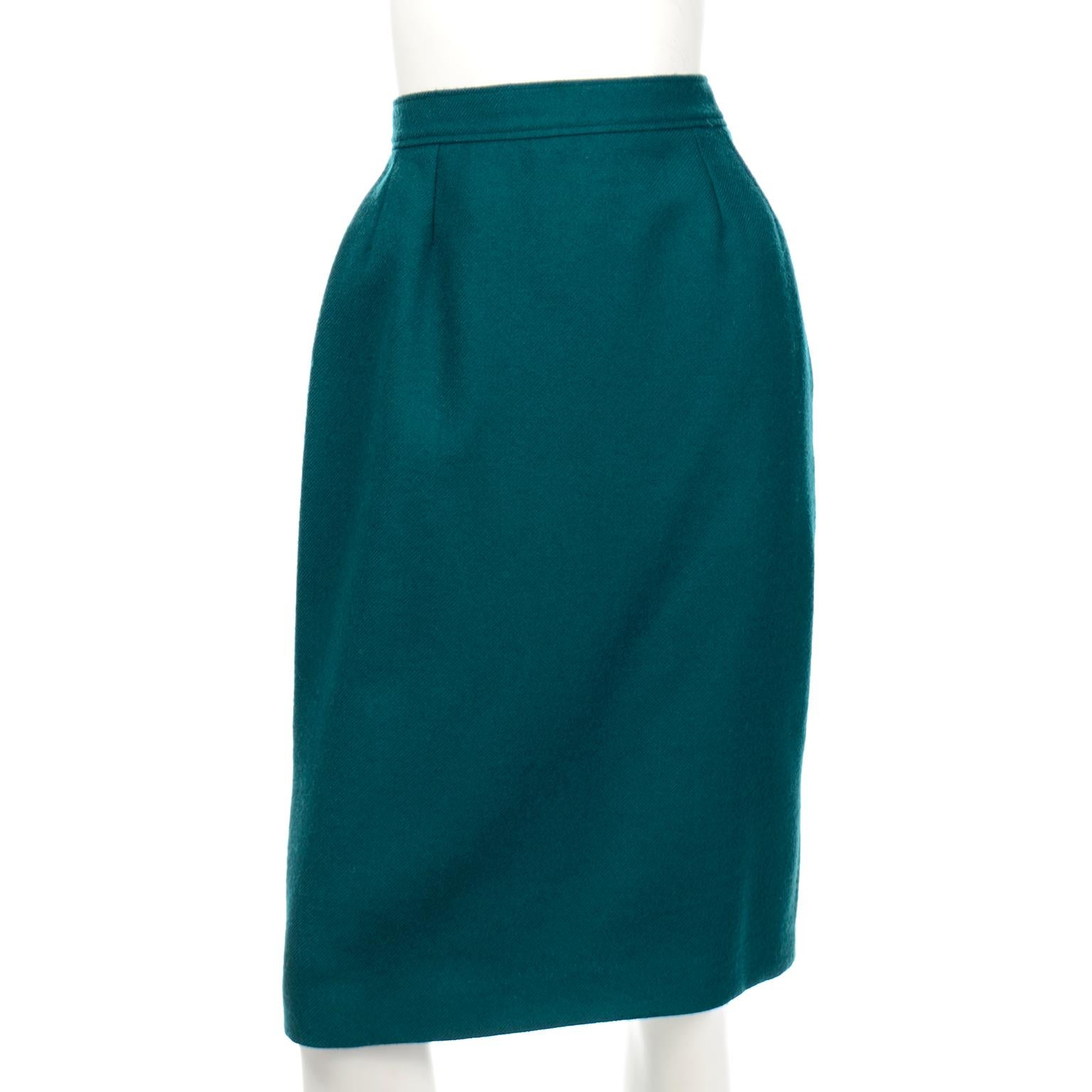 Yves Saint Laurent Vintage YSL Green Jacket & Skirt Suit 3