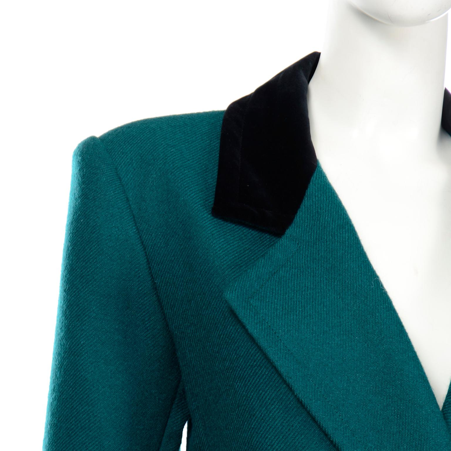 Women's Yves Saint Laurent Vintage YSL Green Jacket & Skirt Suit
