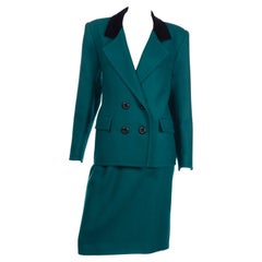 Yves Saint Laurent Vintage YSL Green Jacket & Skirt Suit