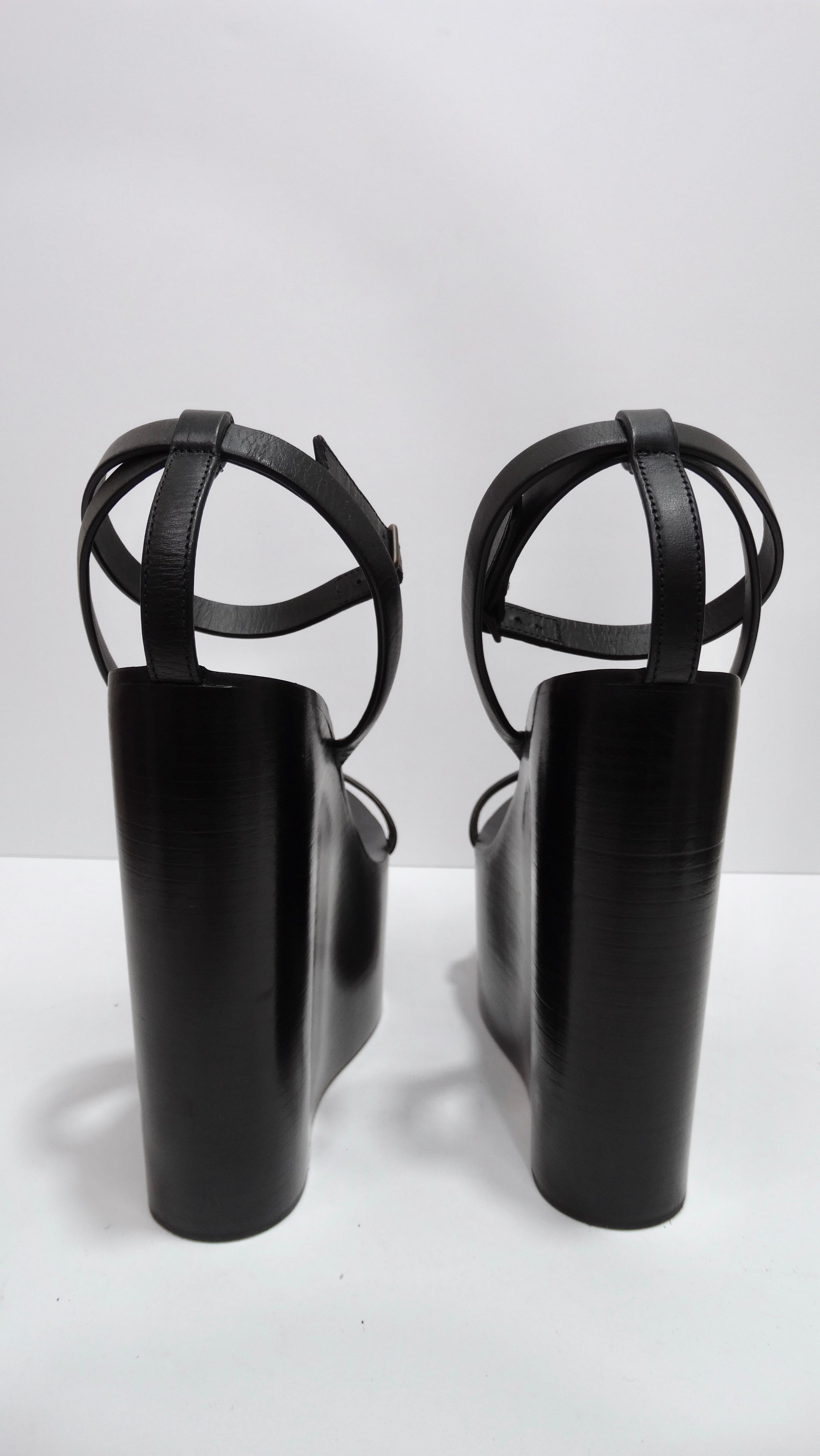 Black Yves Saint Laurent Wedge Sandal Heels