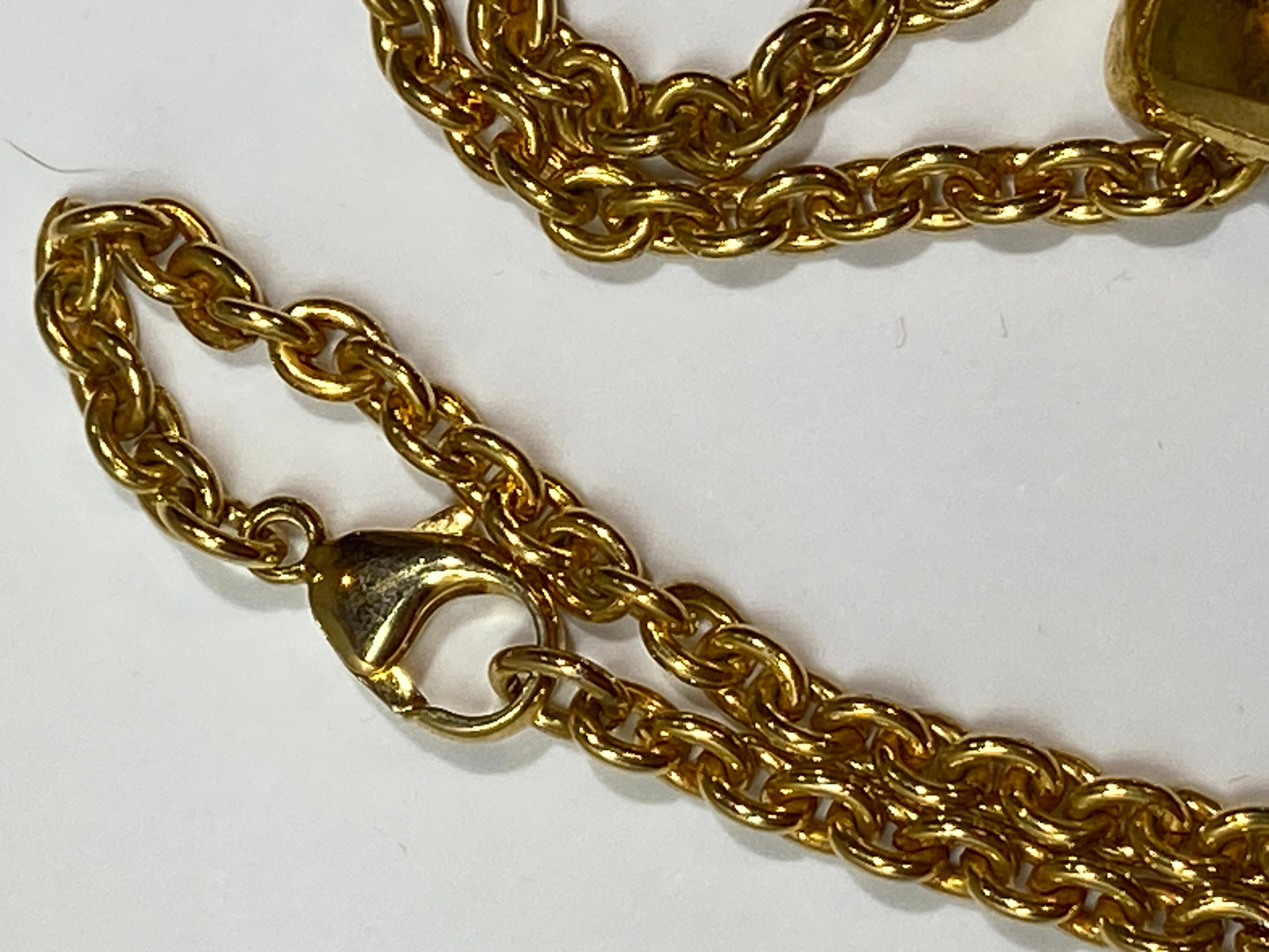 Skurrile vergoldete Goldbeschläge von Yves Saint Laurent „Dangling Open Heart“ an Kette im Angebot 6