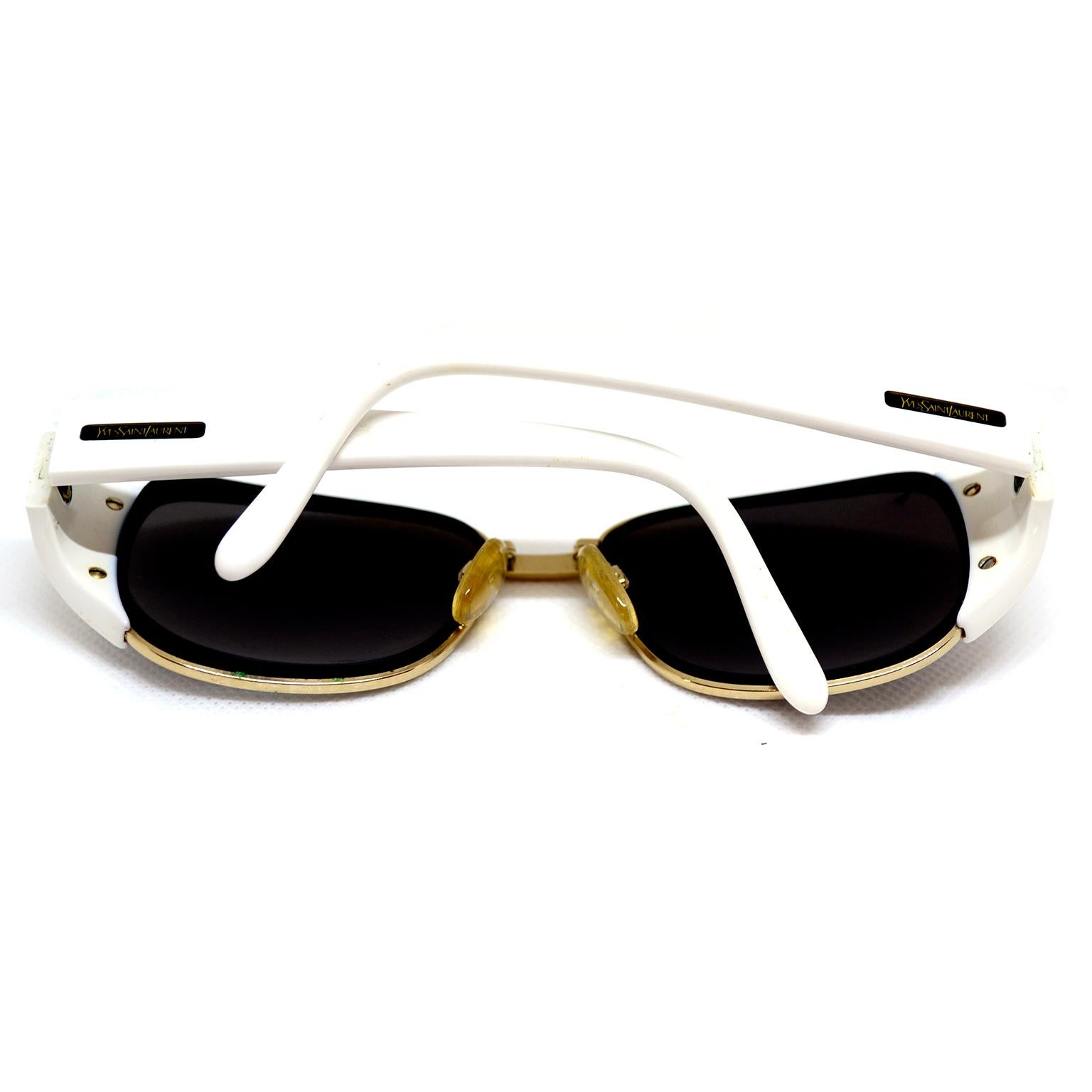 Yves Saint Laurent White and Gold Eyewear Frames Vintage YSL Sunglasses 2