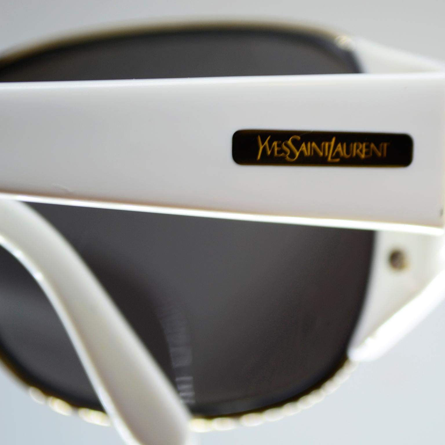 Yves Saint Laurent White and Gold Eyewear Frames Vintage YSL Sunglasses 1