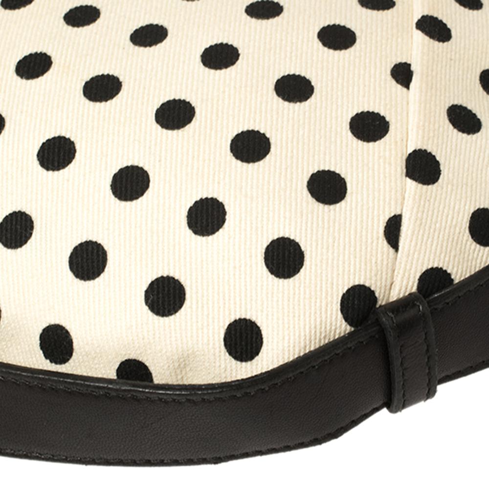 Yves Saint Laurent White/Black Fabric Polka Dot Mombasa Hobo 1