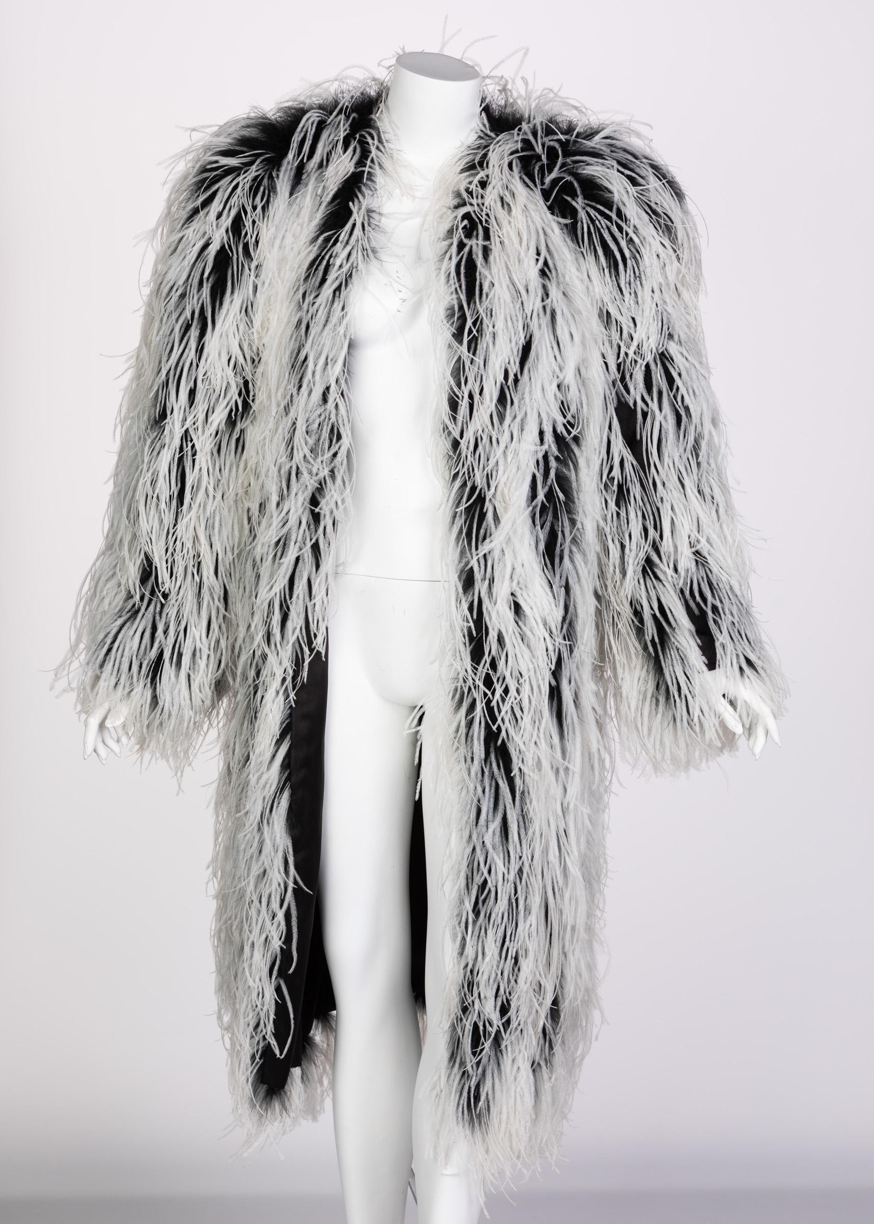 ostrich feather coat black