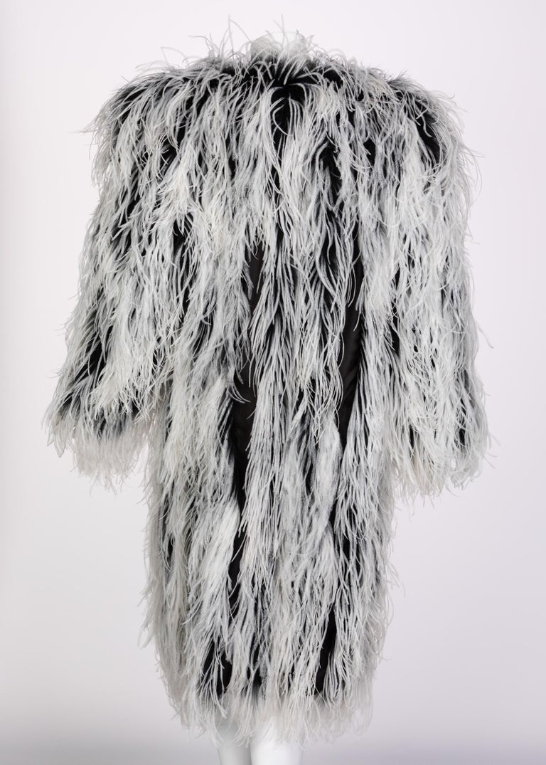 Yves Saint Laurent White Black Ostrich Feather Coat YSL Rare Documented ...