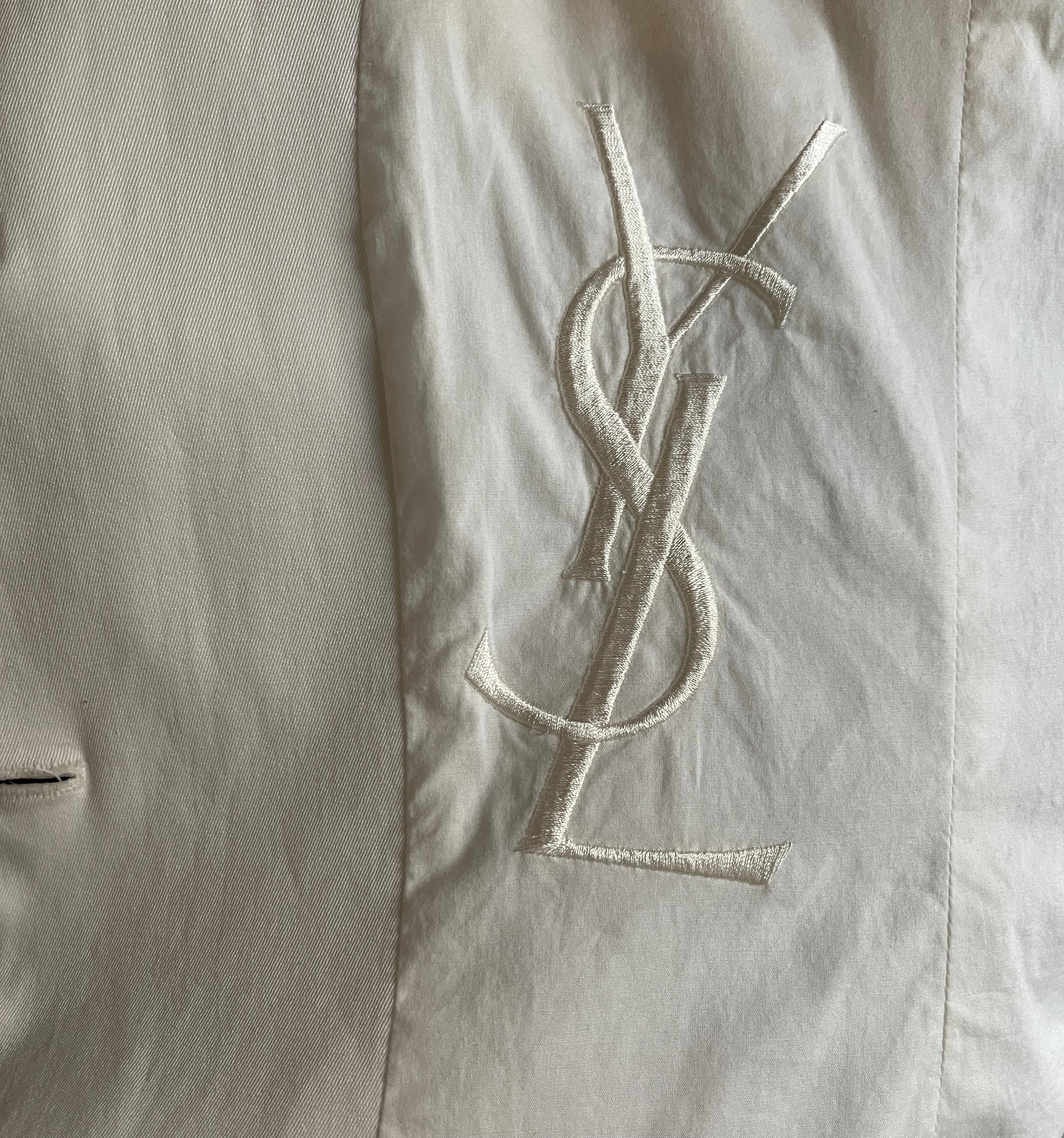 Yves Saint Laurent White Cotton Classic Jacket  For Sale 1