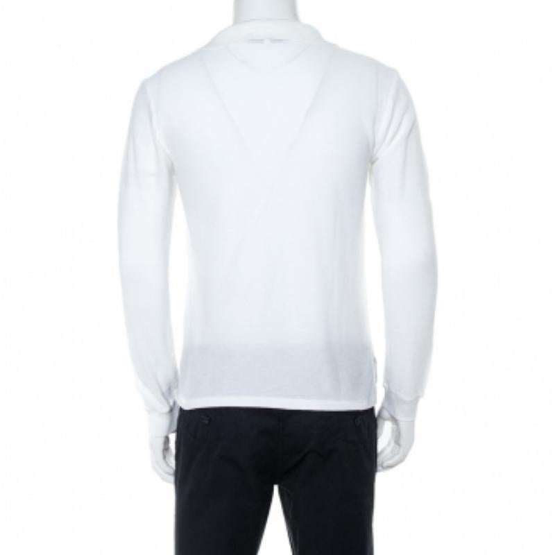 Keep your casual preppy look stylish with this polo T-shirt from Saint Laurent. Made from lightweight cotton, this white t-shirt features a classic collar and long sleeves that look smart.
