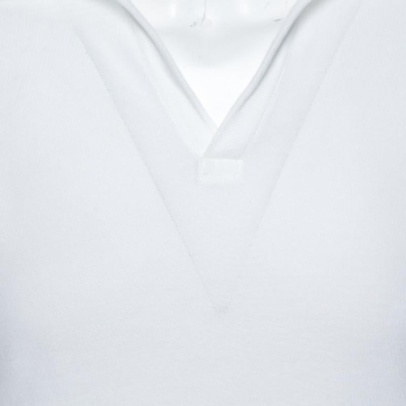 Gray Yves Saint Laurent White Cotton Long Sleeve Polo T-Shirt XL For Sale