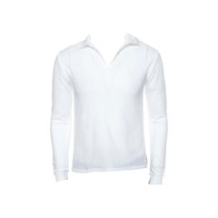 Yves Saint Laurent Polo blanco de algodón de manga larga XL