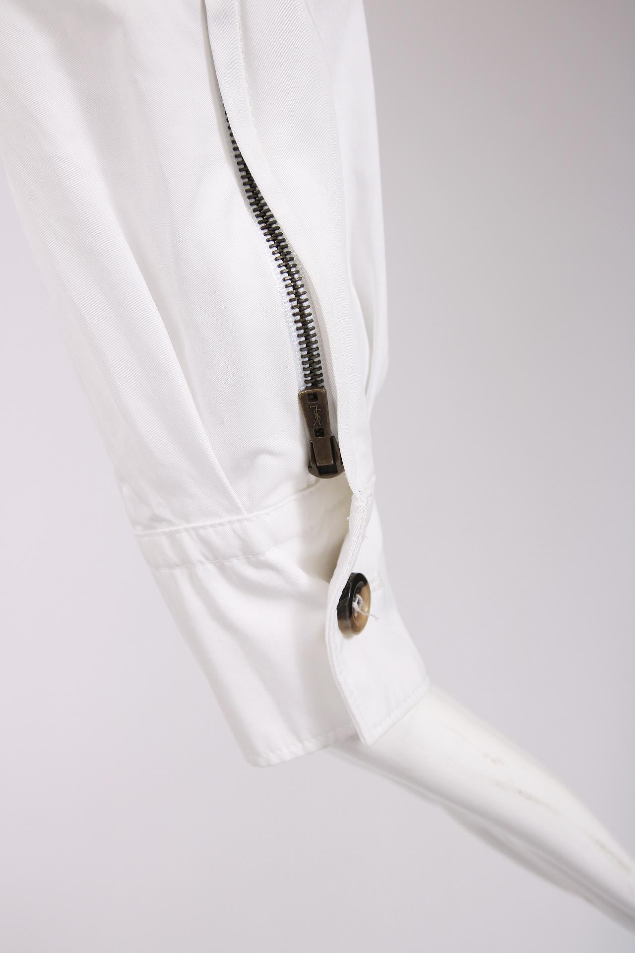 Women's Yves Saint Laurent White Cotton Safari Dress