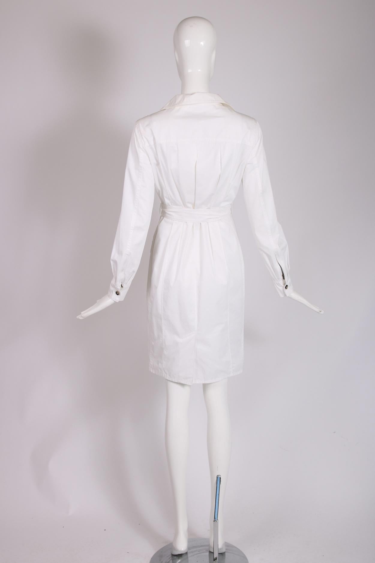 Yves Saint Laurent White Cotton Safari Dress 1
