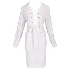 Yves Saint Laurent White Cotton Safari Dress