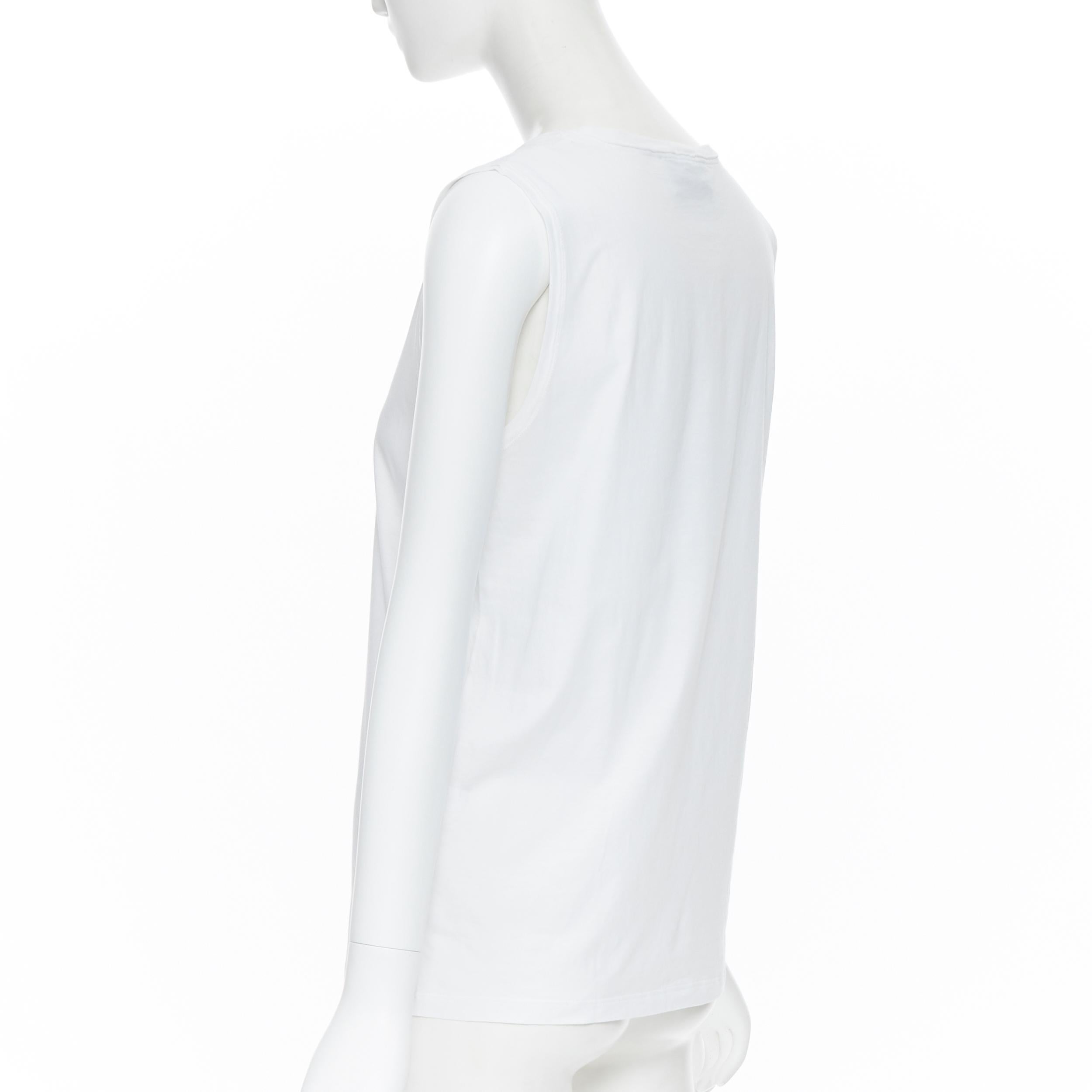 Women's YVES SAINT LAURENT white cotton YSL logo embroidery sleeveless tank top FR42
