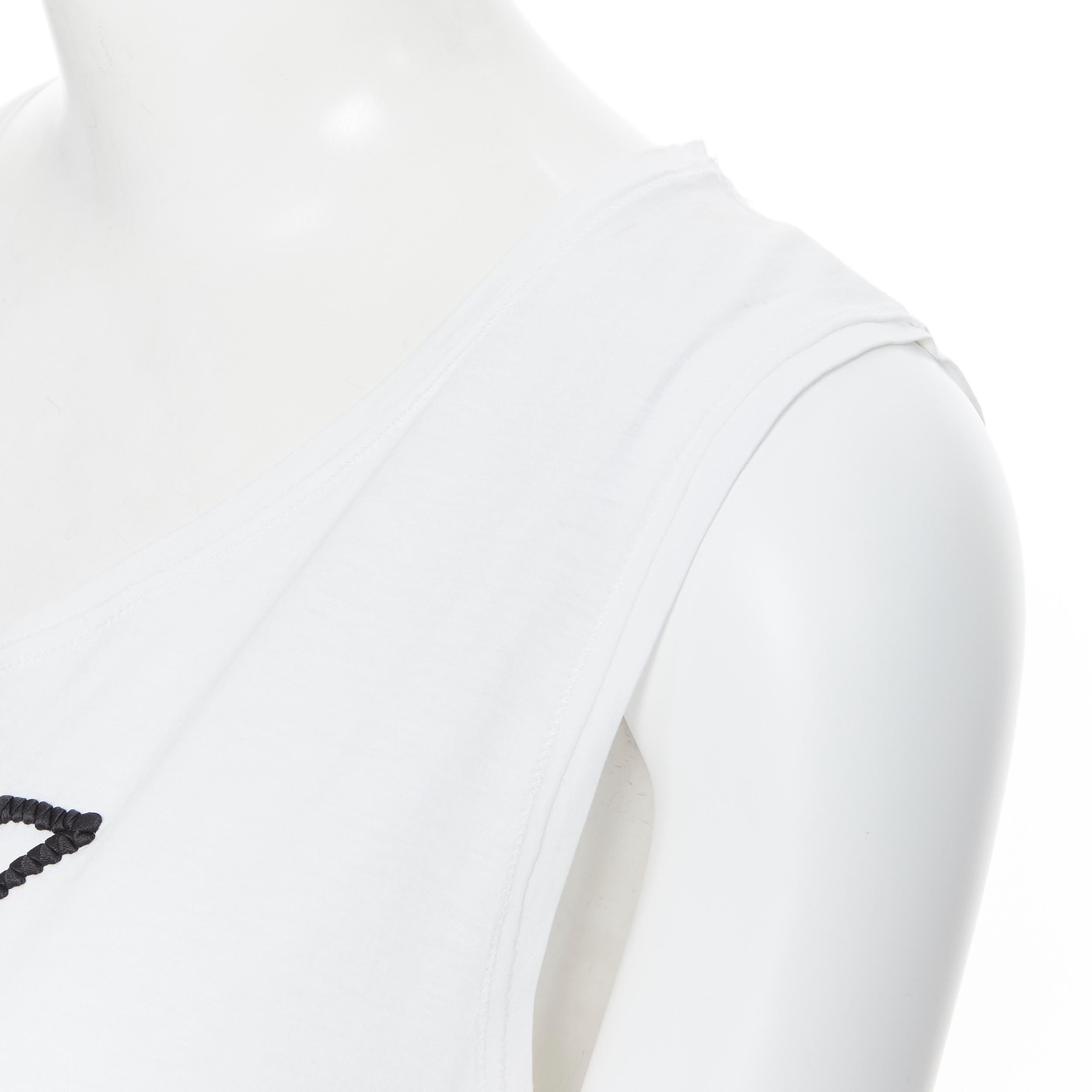 YVES SAINT LAURENT white cotton YSL logo embroidery sleeveless tank top FR42 1